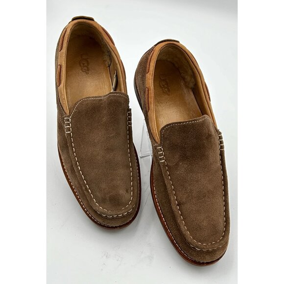 UGG Loafers Mens Size 9 Brwn Suede Shearling Slip-On Comfort Shoes Core Wardrobe - Picture 5 of 10
